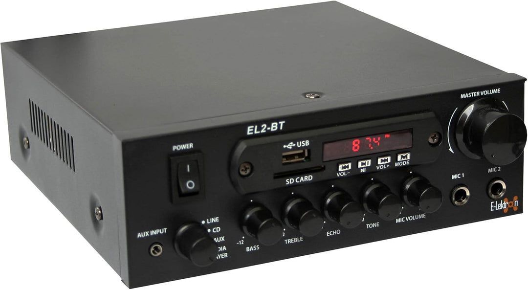 E-Lektron EL-2BT HiFi Stereo Class-D Verstärker mit Bluetooth/FM-Radio / MP3 / Karaoke