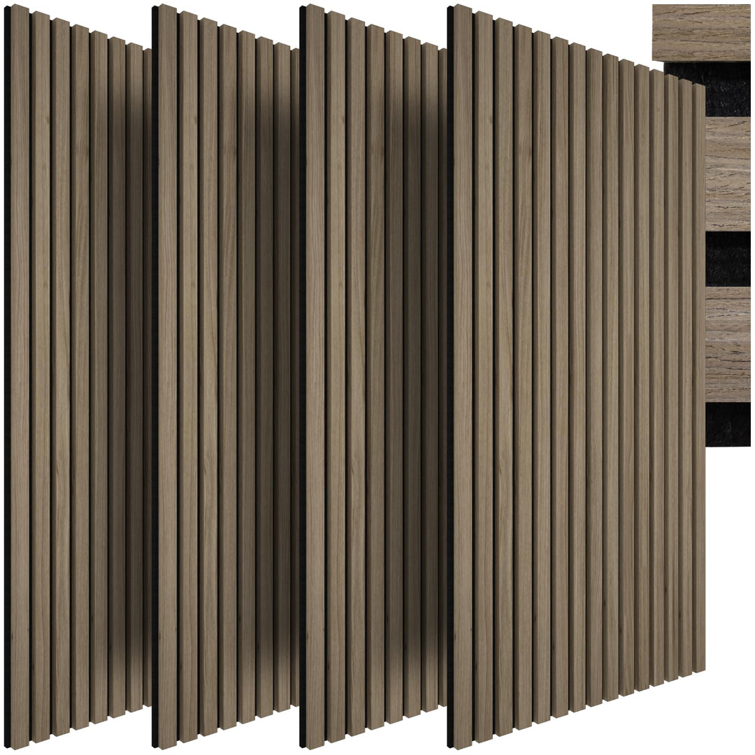 tectake® Akustikpaneele Echtholzfurnier 4er Set, effektiver Schallschutz, MDF, Schallabsorption, Sch