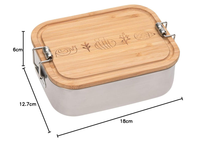 LÄSSIG Kinder Brotdose Edelstahl und Bambus Frühstücksbox nachhaltig Kindergarten Schule/Lunchbox Ad