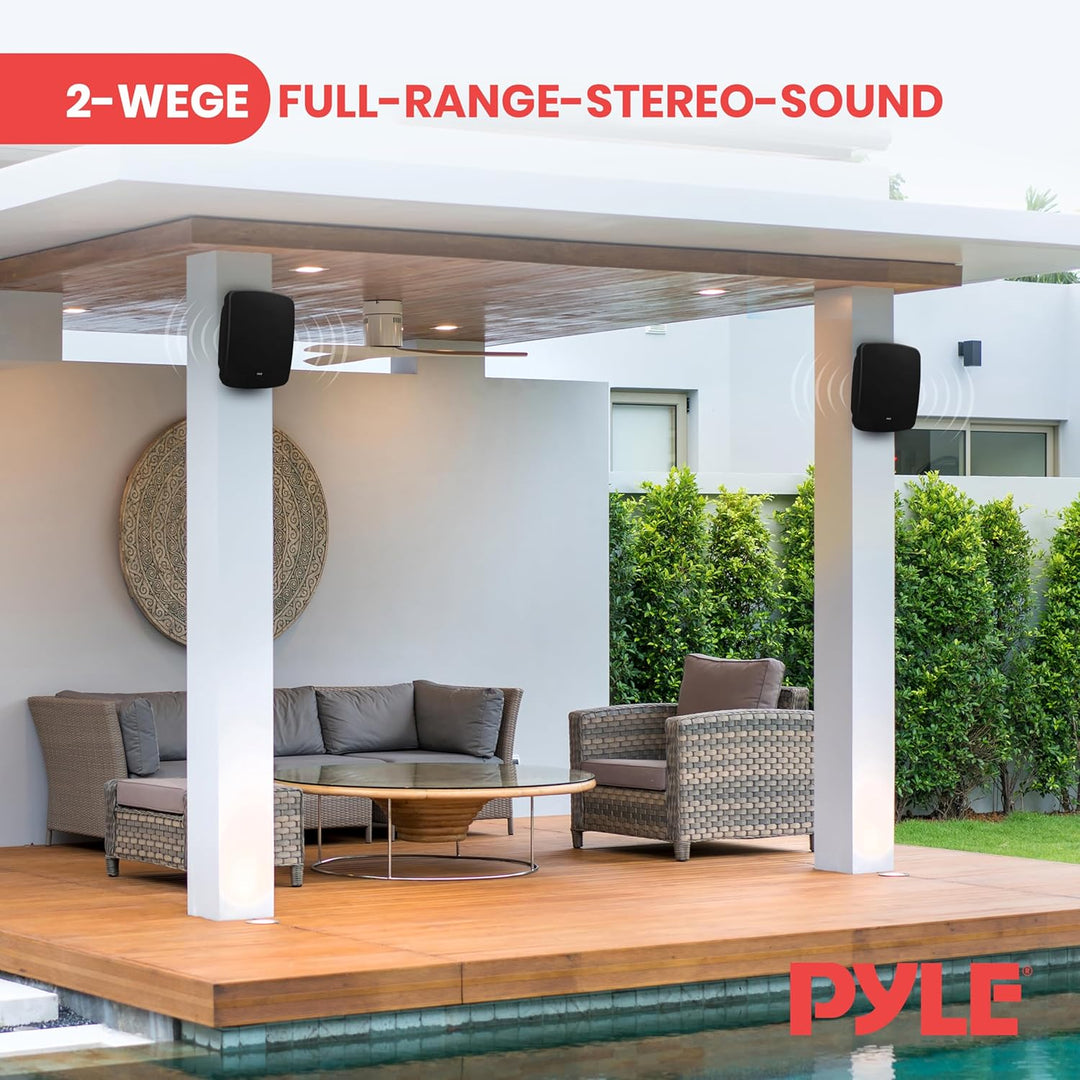 Pyle Outdoor wasserdichte Bluetooth-Lautsprecher – 5,25" (13,34 cm) 2-Wege-Wandlautsprecher (Paar),