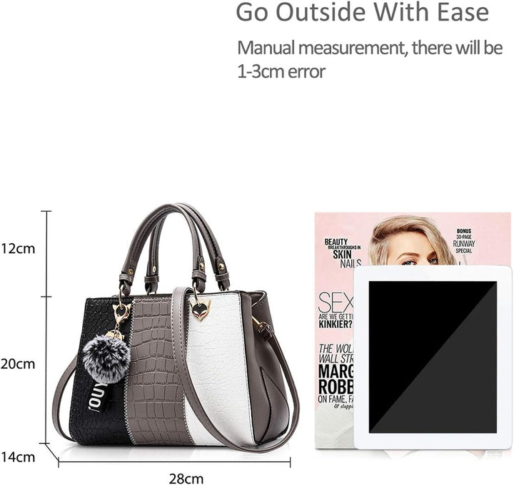 NICOLE &amp; DORIS 2024 Neue Frauen Tasche Damen Leder Handtasche Mode Umhängetasche Mit Pompon abnehmba