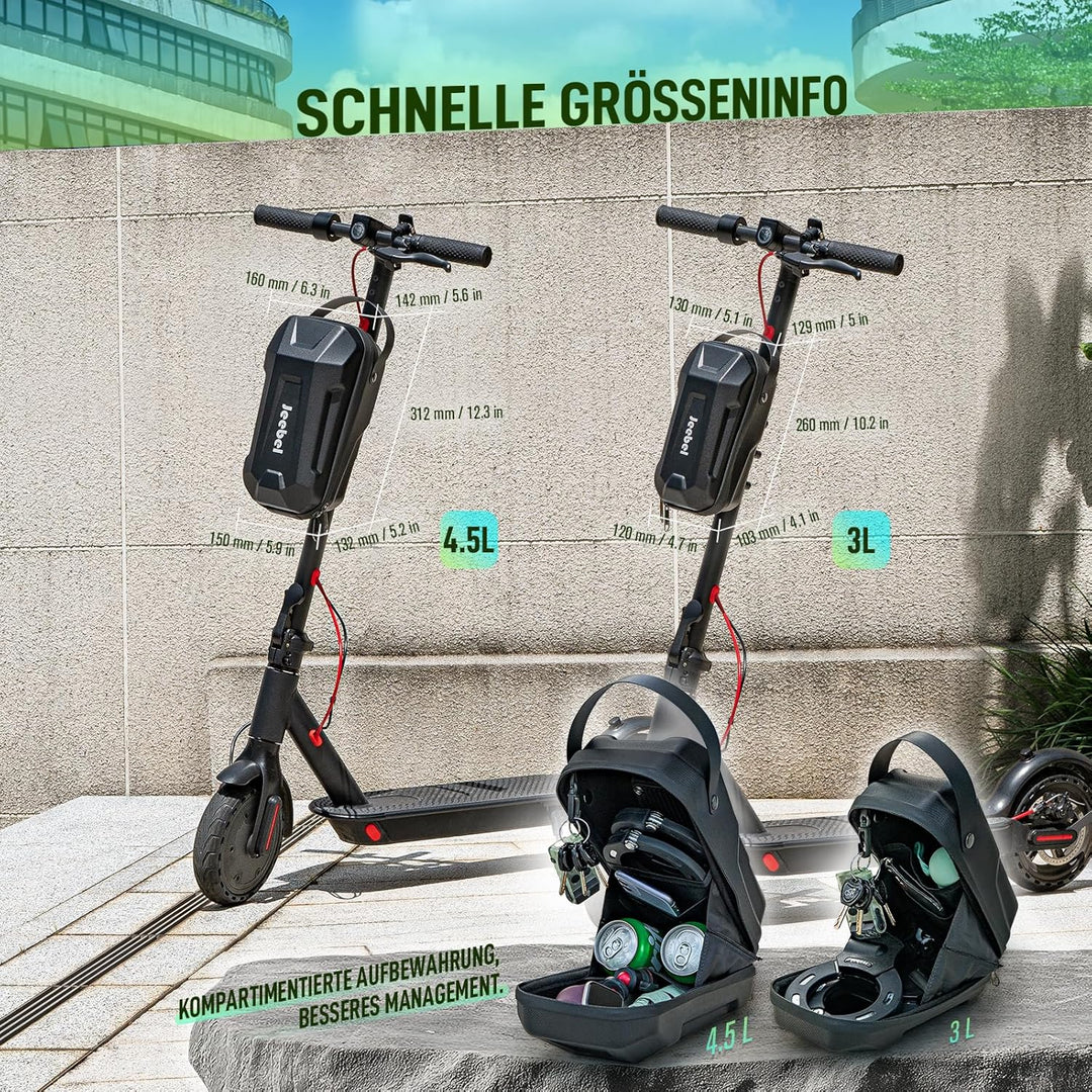3/4/5L E Scooter Tasche &amp; 90cm ø7mm Handschellenschloss, Grosse Kapazität Lenkertasche mit Schnellve