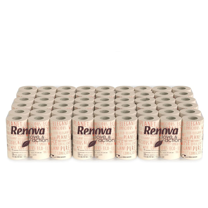 Renova Toilettenpapier Love &amp; Action, beiger Paket 9 x 12 rollos-: 108 12 stück (9er Pack), 12 stück