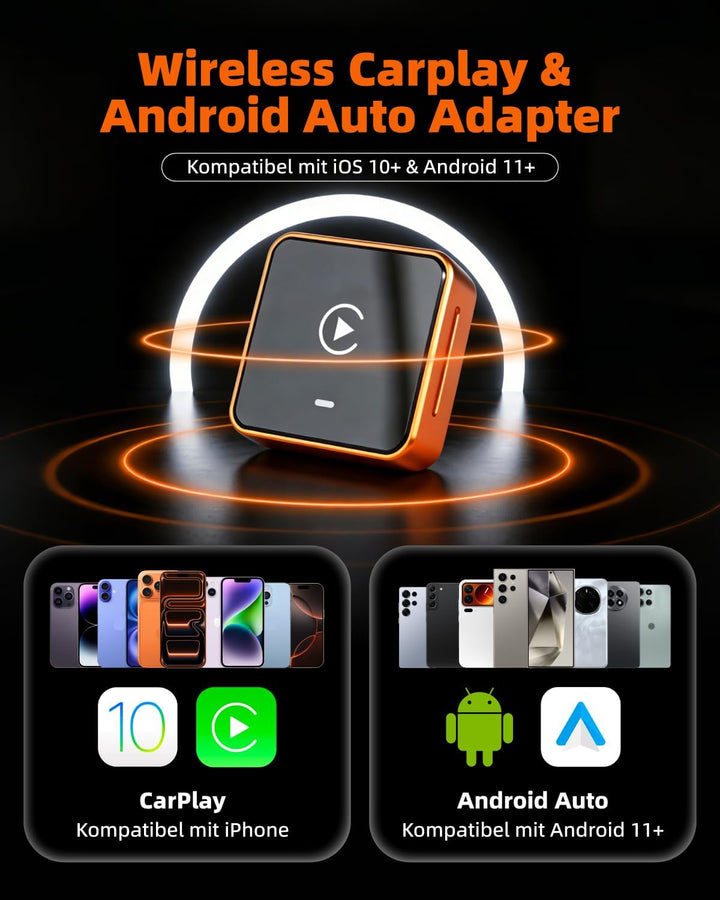 LINGHUANG Wireless CarPlay Adapter &amp; Android Auto Wireless Adapter for Apple iPhone Upgrade von Wire