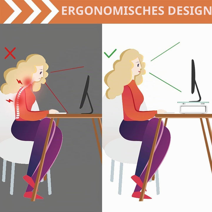 Zwei Monitorständer aus Glas ergonomischer Laptopständer, Bildschirmständer Schwarz, Schwarz