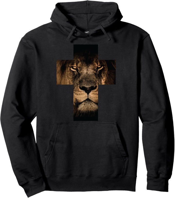 Löwe - Kreuz - Christian Faith Pullover Hoodie