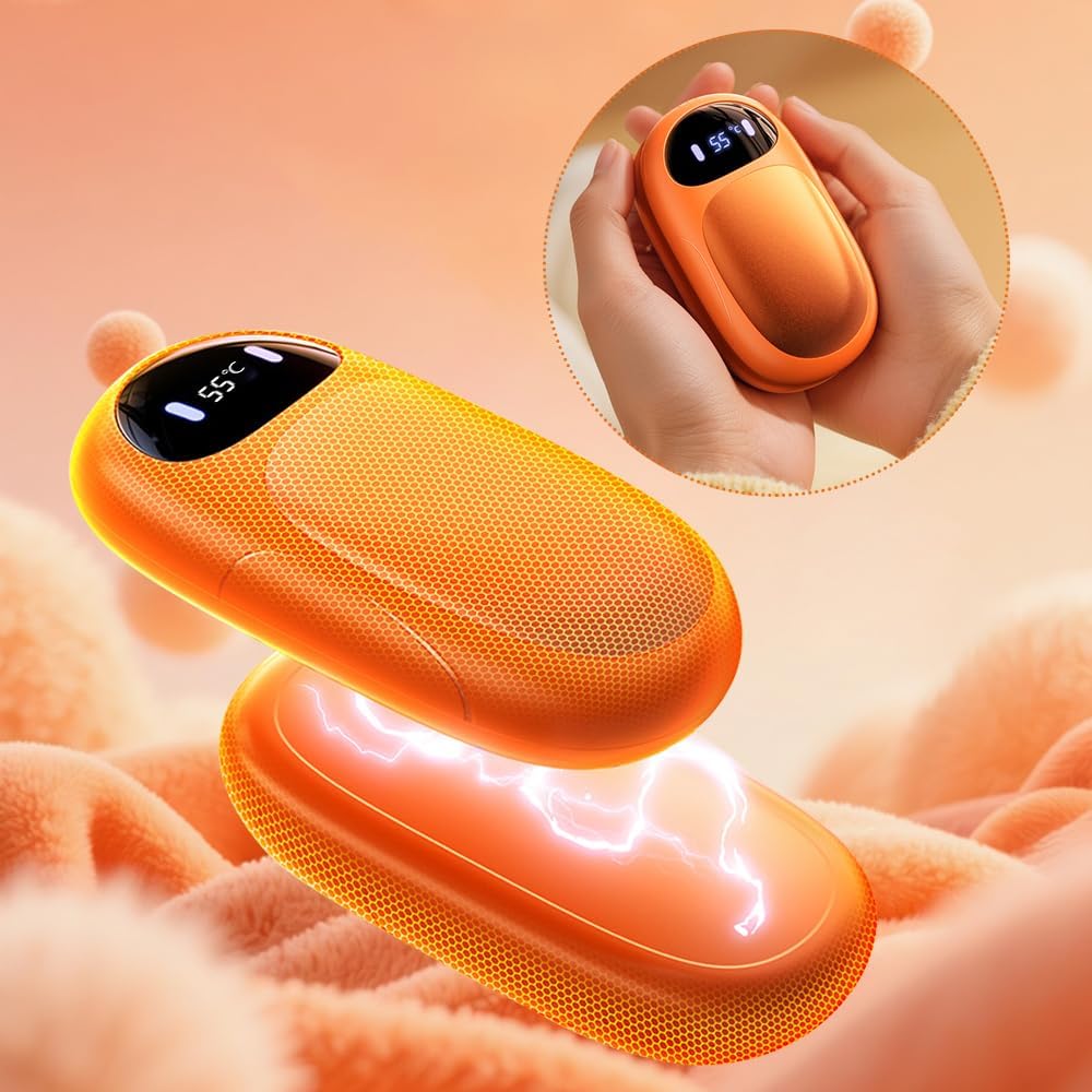 Handwärmer Elektrisch 2er Pack, 4000mAh Wiederaufladbar mit LED-Display &amp; 3 Heizstufen, Magnetische