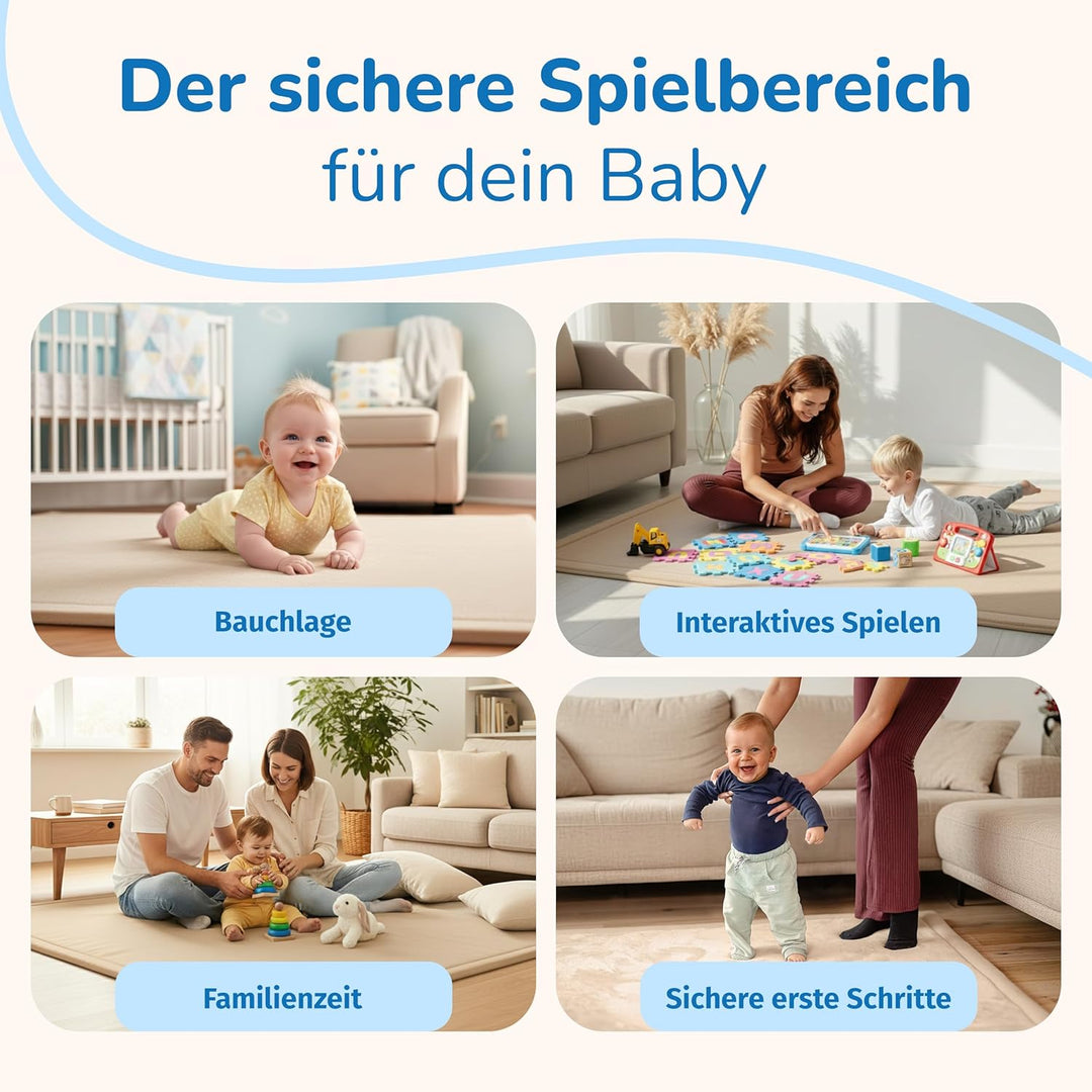 Krabbelmatte Baby - kuschelig weich - 3cm Dicke Spielmatte - schützt vor Stössen - Teppich Kinderzim