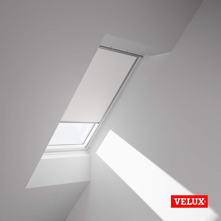 VELUX Original Dachfenster Verdunkelungsrollo für PK08, Weiss, mit Grauer Führungsschiene