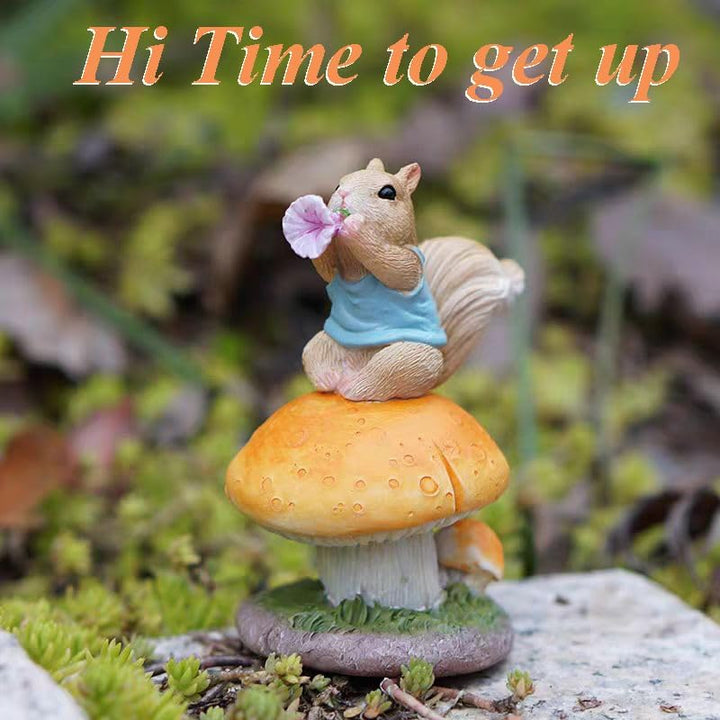 Miniatur Gartenfee Eichhörnchen Figurine- Hallo, Zeit aufzustehen Ein Neuer Tag, Ein Neuer Tag