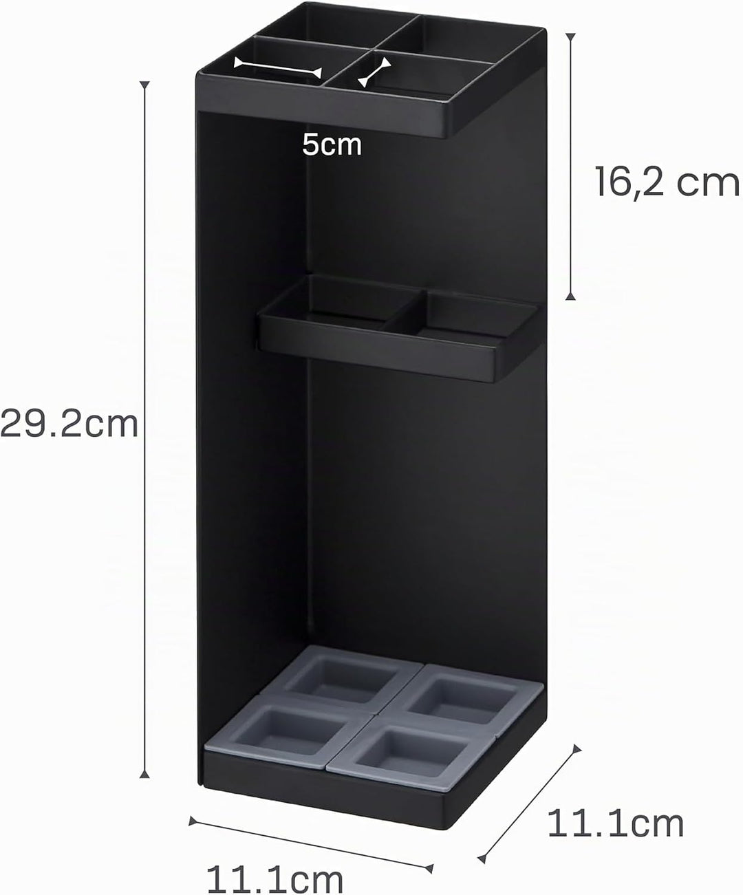 YAMAZAKI 'Smart' 6719 Schirmständer, Stahl, Polypropylene, Schwarz, kompakter Eckschirmständer, L 11