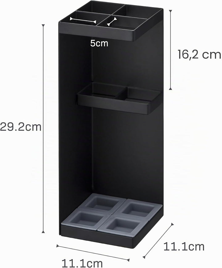 YAMAZAKI 'Smart' 6719 Schirmständer, Stahl, Polypropylene, Schwarz, kompakter Eckschirmständer, L 11