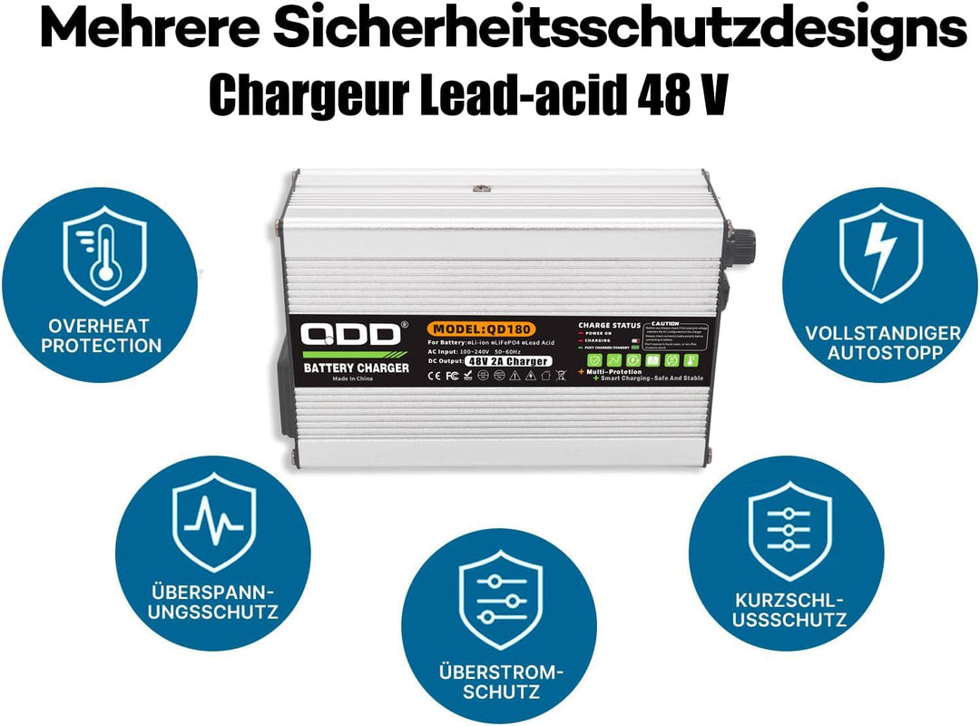 48 V 2 A Blei-Säure-Batterieladegerät 55,2 V Blei-Säure-Ladegerät für 48 V Blei-Säure-AGM-Gel-VRLA-O