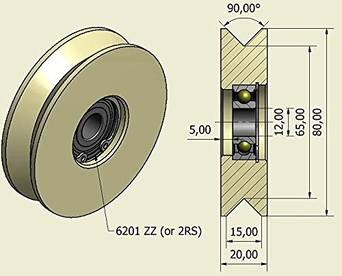 Smart Machines Machines4 Stück Nylon Polyamid Riemenscheibe 80mm Durchmesser mit 90° V-Nut Schiebeto