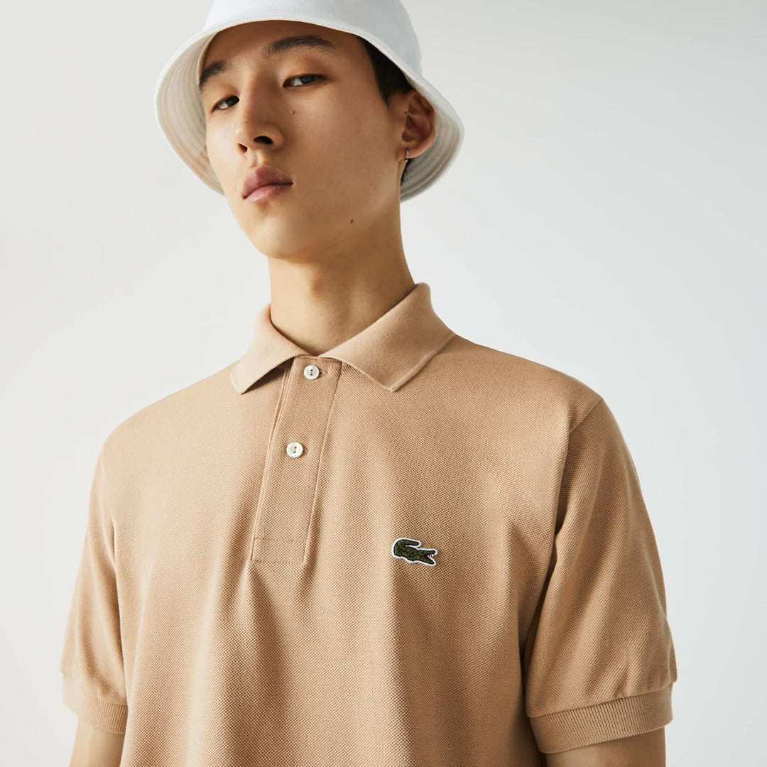 Lacoste Herren Polo-Shirt Kurzarm YH4801, Männer Polo-Hemd,3 Knopf,Regular Fit Poloshirt XS Beige (V