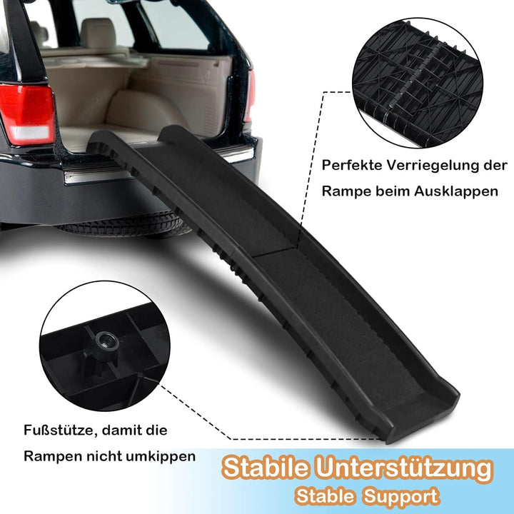 Hunderampe klappbar, Hundeautorampe rutschfeste Einstiegshilfe bis 90 kg, Hundetreppe für Grosse & K
