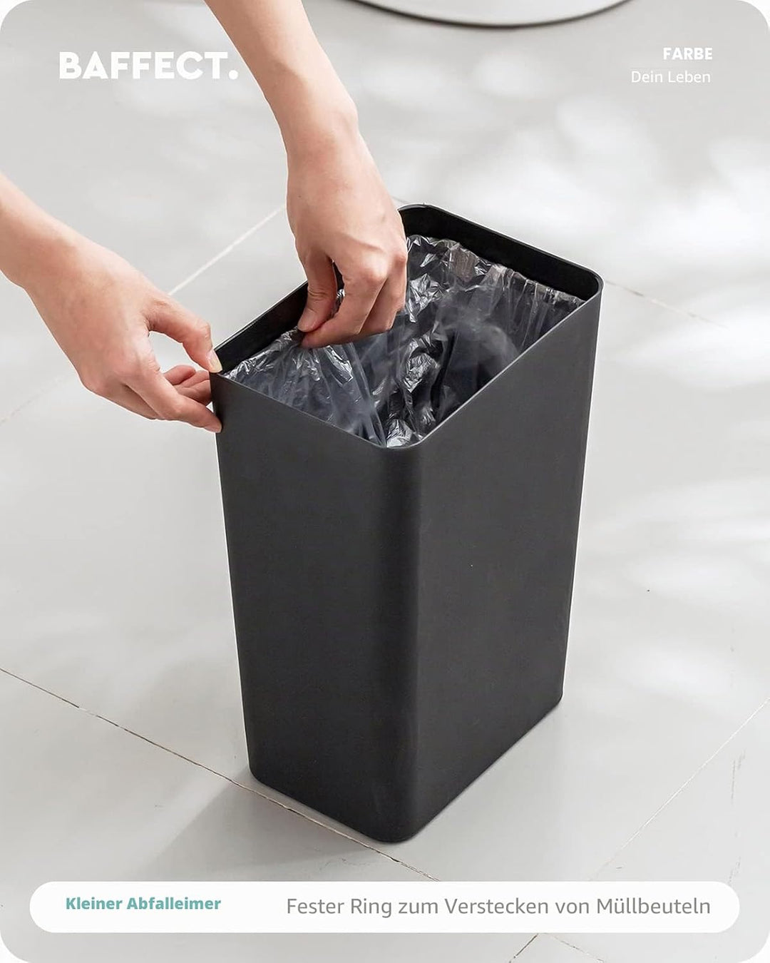 Baffect Kleiner Mülleimer mit Deckel, Luftdichter Papier Mülleimer, Geruchsdicht Schmaler Mülleimer