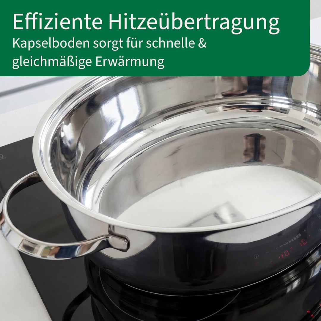 Chefkoch trifft Fackelmann Bräter Rosenheim – Ø38 cm, mit Glasdeckel, Edelstahl-Gussgriff und Rostei