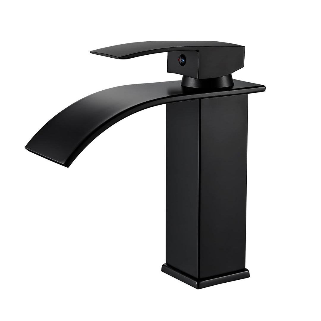 kisimixer Wasserhahn Bad Schwarz Wasserfall, Waschtischarmatur Bad Schwarz, Badarmatur Einhand Wasch