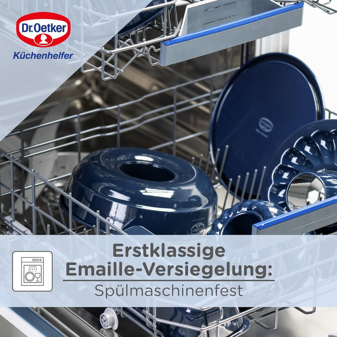 Dr. Oetker Frankfurter Kranz Kuchenform 26 cm Back-Liebe Emaille – Schnitt- & kratzfeste Backform mi