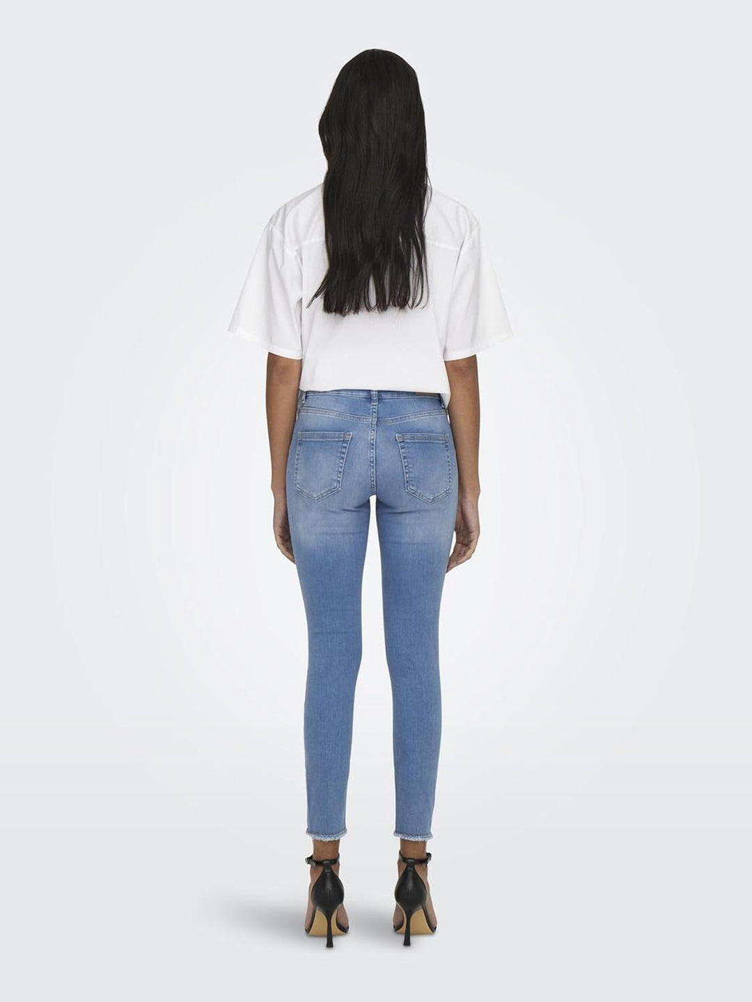 ONLY Damen ONLBLUSH Life MID SK ANK RAW REA155 15250087 S / 32L Light Medium Blue Denim, S / 32L Lig
