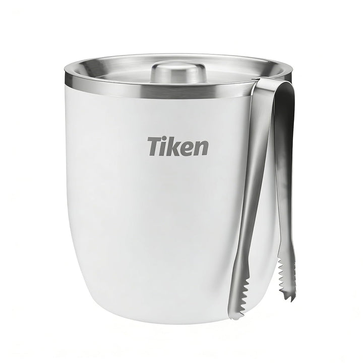 Tiken 3L Edelstahl Eiseimer mit Deckel und Zange Doppelwandiger Vacuum Isolierter Eiskübel Eiswürfel
