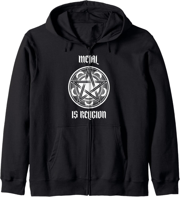 Metal Is Religion Heavy Metal Spruch Pentagram Satan Kapuzenjacke