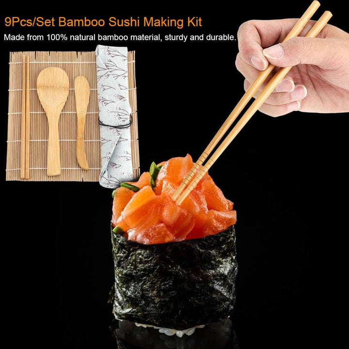 Sushi Making Kit Sushi Maker Roller Kit Enthält 2 Rollmatten 5 Essstäbchen 1 Paddel 1 Sushi-Klinge H