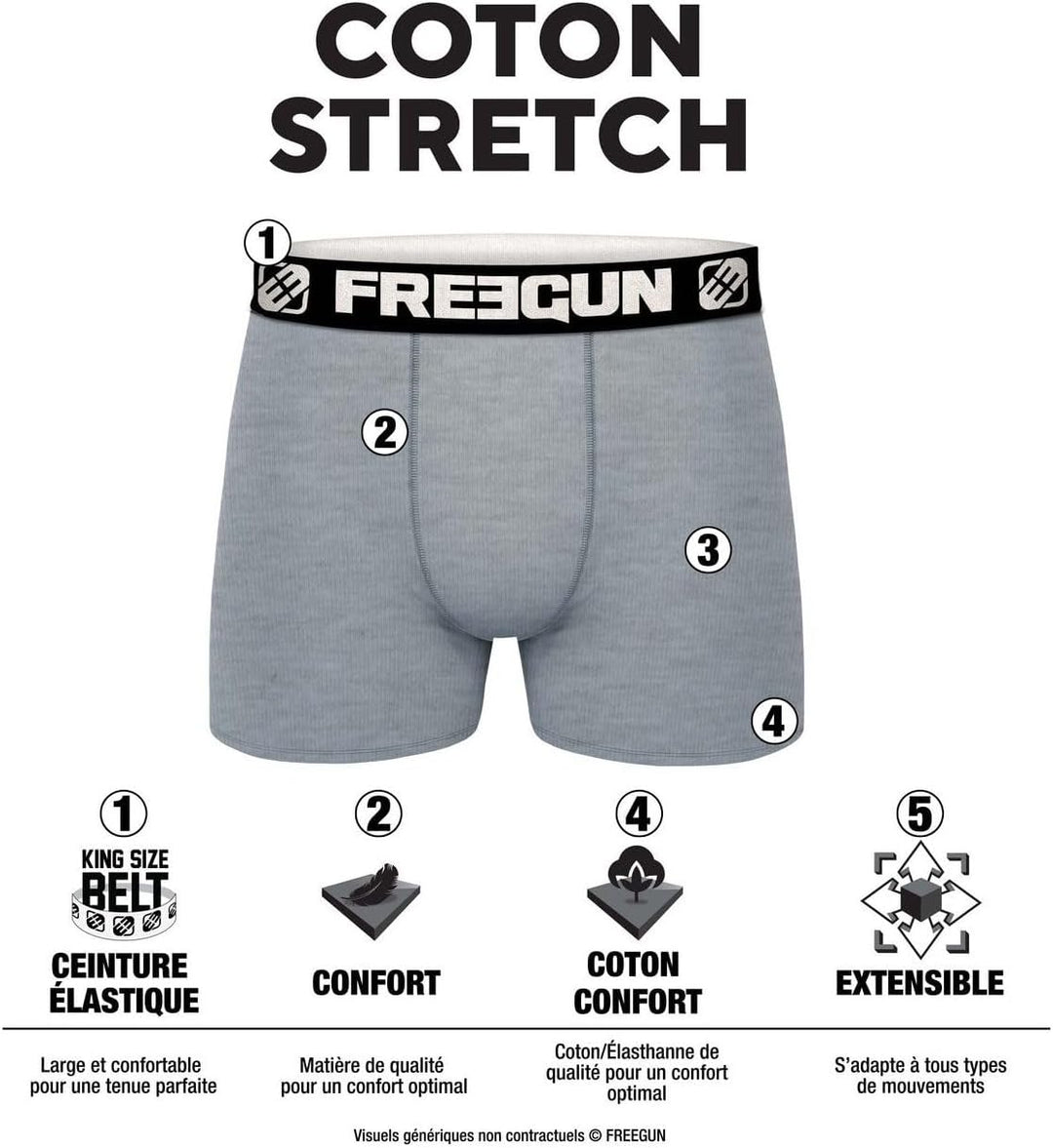 FREEGUN Herren Retroshorts (4er Pack) S Schwarz/Grau, S Schwarz/Grau
