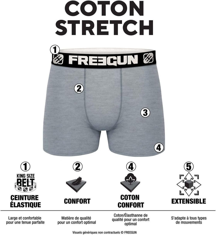 FREEGUN Herren Retroshorts (4er Pack) S Schwarz/Grau, S Schwarz/Grau