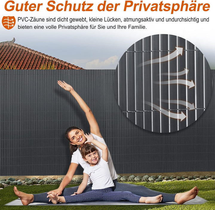 YUENFONG 160x500cm Sichtschutzmatte PVC Sichtschutzzaun Windschutz Gartensichtschutz mit Kabelbinder