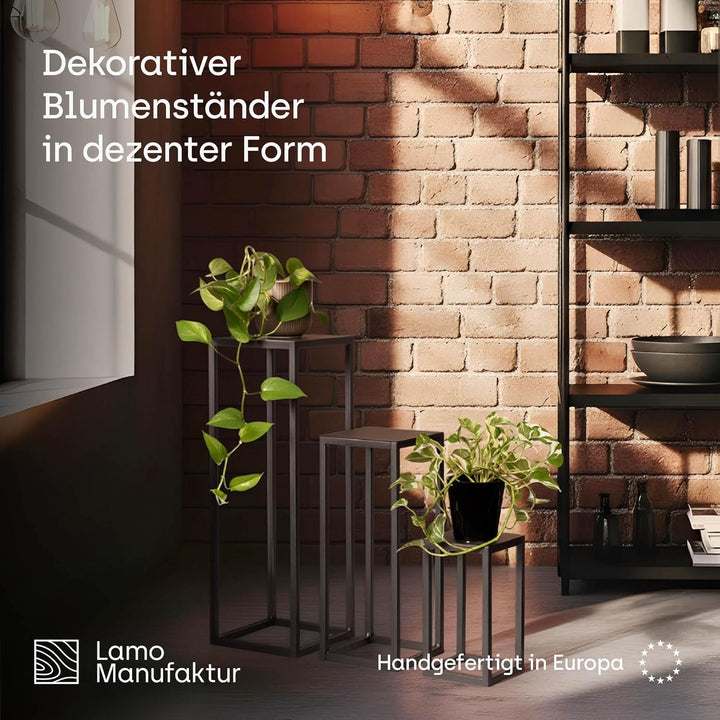 LAMO Manufaktur Blumenständer Metall Schwarz 68 cm | Pflanzensäule für Innenräume - Wohnzimmer, Schl