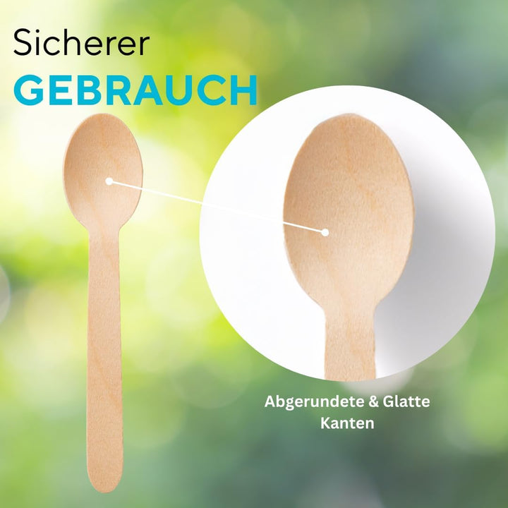 Enpack Holzlöffel 1000 Stück - Einwegbesteck Löffel 160mm - 100% umweltfreundliches Holzbesteck Einw