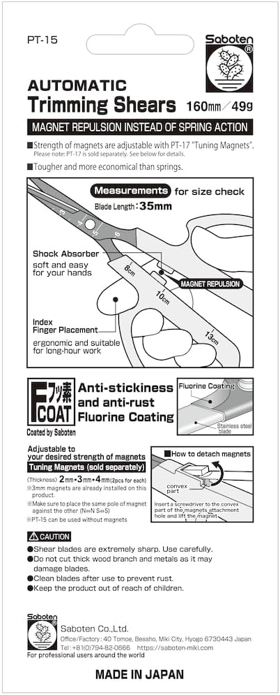 Saboten "Gokugire Automatic" Professional Trimming Shears -Straight- (with 1 pair of magnets) -Made