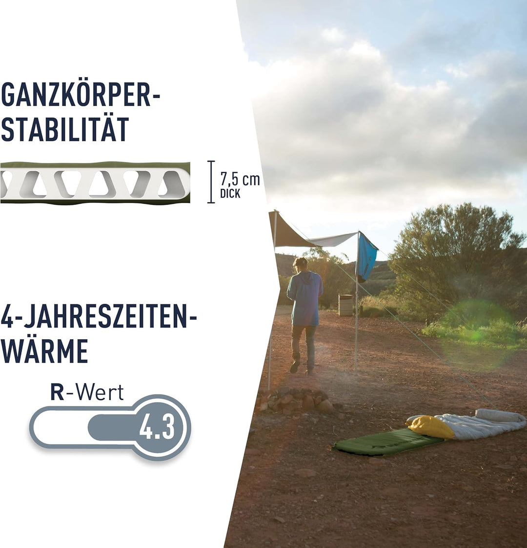 SEA TO SUMMIT - Camp Plus Self Inflating Isomatte Large - Dicke & warme Schlafmatte - Reparatur-Kit