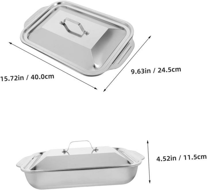 DOITOOL Bräter mit Deckel Klein aus Edelstahl Rechteckig Heavy Duty Backform für Cakes und Pizza zum
