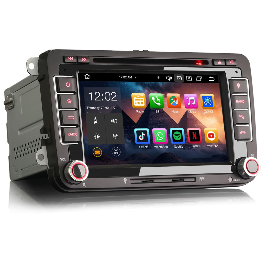 Erisin 7 Zoll 8-Kern 4GB+64GB Android 14 Autoradio mit CD Player für VW Passat B6 Golf 5/6 T5 Tiguan