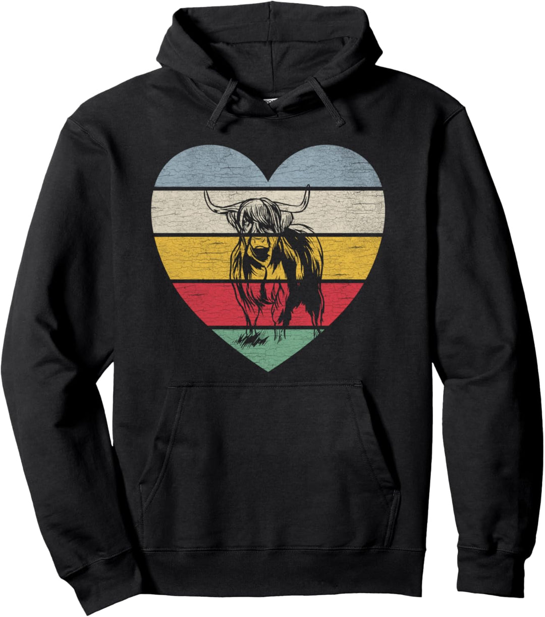 Vintage Schottisches Hochlandrind Herz - Landwirte Rind Kuh Pullover Hoodie