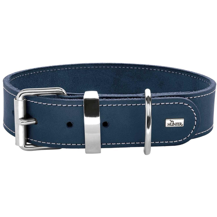 HUNTER AALBORG SPECIAL Hundehalsband, Leder, strapazierfähig, komfortabel, 70 (L-XL), dunkelblau dun
