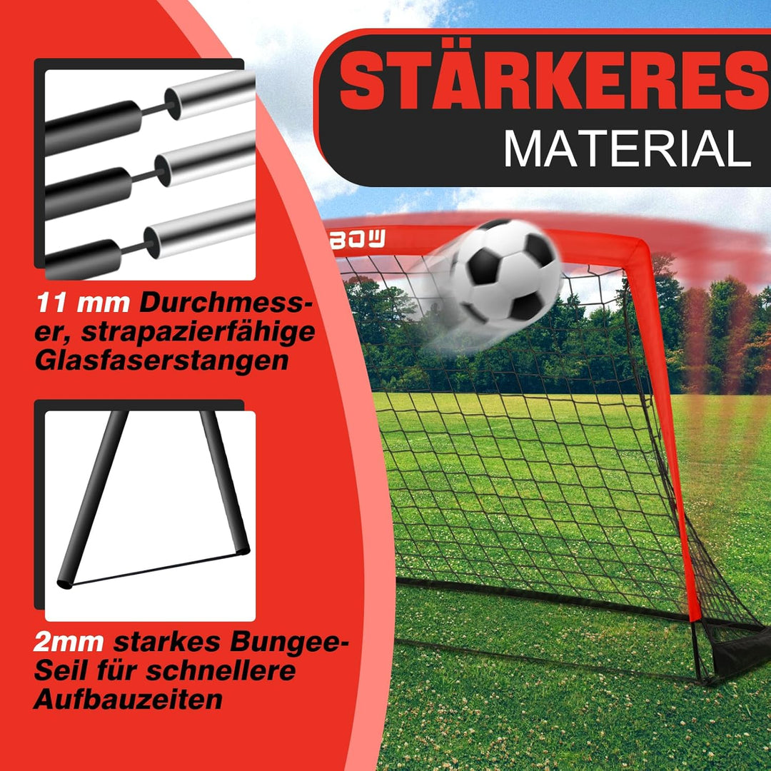 274 x 152 cm Kinder Fussballtor mit Tragesack, tragbare Fussballnetze für Hinterhoftraining, Indoor/