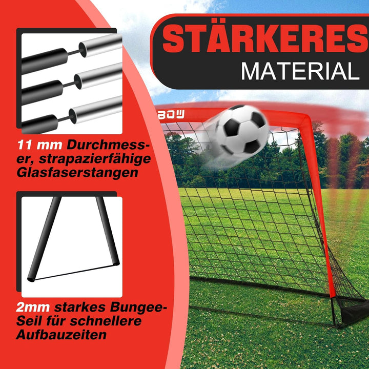 274 x 152 cm Kinder Fussballtor mit Tragesack, tragbare Fussballnetze für Hinterhoftraining, Indoor/