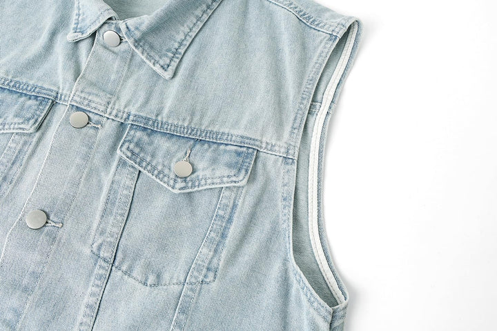 KTWOLEN Herren Denim Weste Vintage Kutte Jeans Weste Ärmellose Jacke Motorradweste Jeansweste für Mä