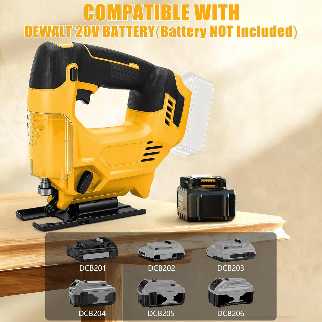 Stichsäge Kompatibel mit Dewalt 20V Akkus, Bürstenlose Pendelhub Stichsäge, 26 mm Hubhöhe 45° Schräg