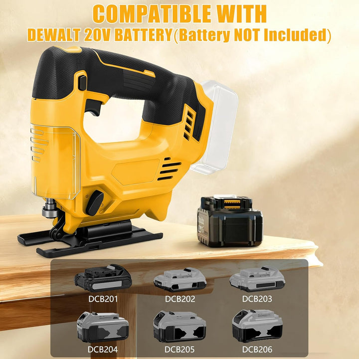 Stichsäge Kompatibel mit Dewalt 20V Akkus, Bürstenlose Pendelhub Stichsäge, 26 mm Hubhöhe 45° Schräg