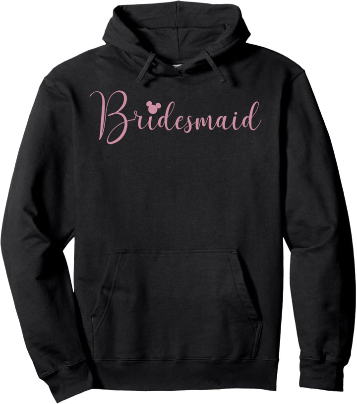 Disney Mickey Mouse Bridesmaid Cursive Pink Text Logo Pullover Hoodie
