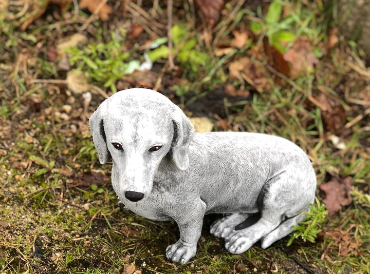 Steinfigur Dackel Hund frostfest wetterfest Gartenfigur Stein