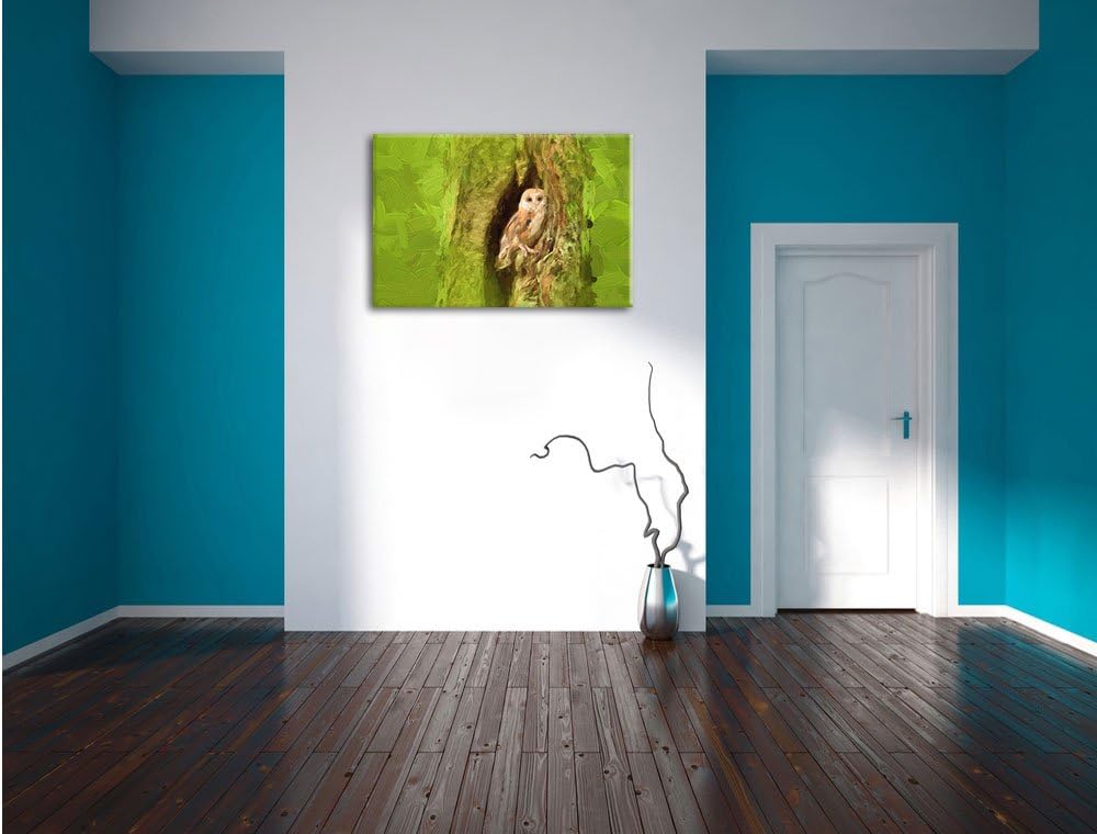 Pixxprint Schleiereule Baumhöhle als Leinwandbild/Grösse: 100x70 / Wandbild/Kunstdruck/fertig bespan