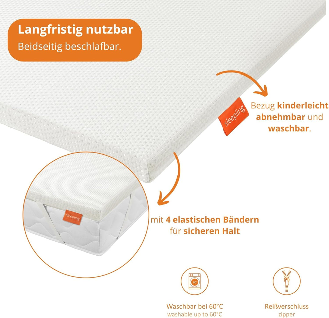 sleepling Topper weiche Matratzenauflage, Härtegrad 2 bis 80 kg, Matratzentopper 90 x 200 x 5 cm, wa