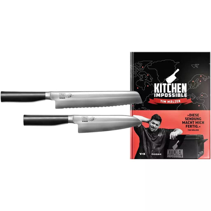 Kai Kamagata Monster-Set Tim Mälzer Brotmesser + Santoku + signiertes Kochbuch Edelstahl/Kunststoff,