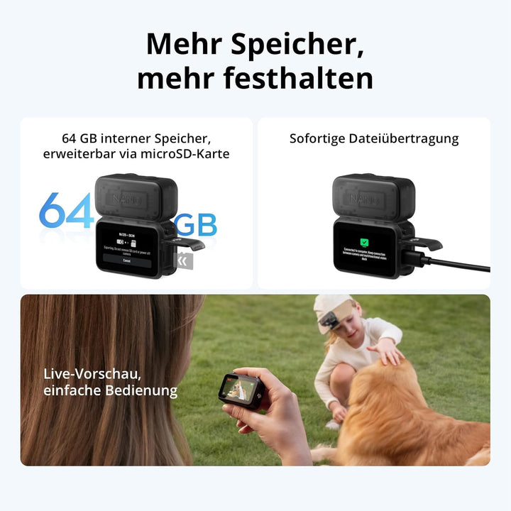 DJI Osmo Nano Standard Combo (64GB) - 4K/60fps kleine Vlogging-Kamera mit 1/1,3″ Sensor, 143° Weitwi